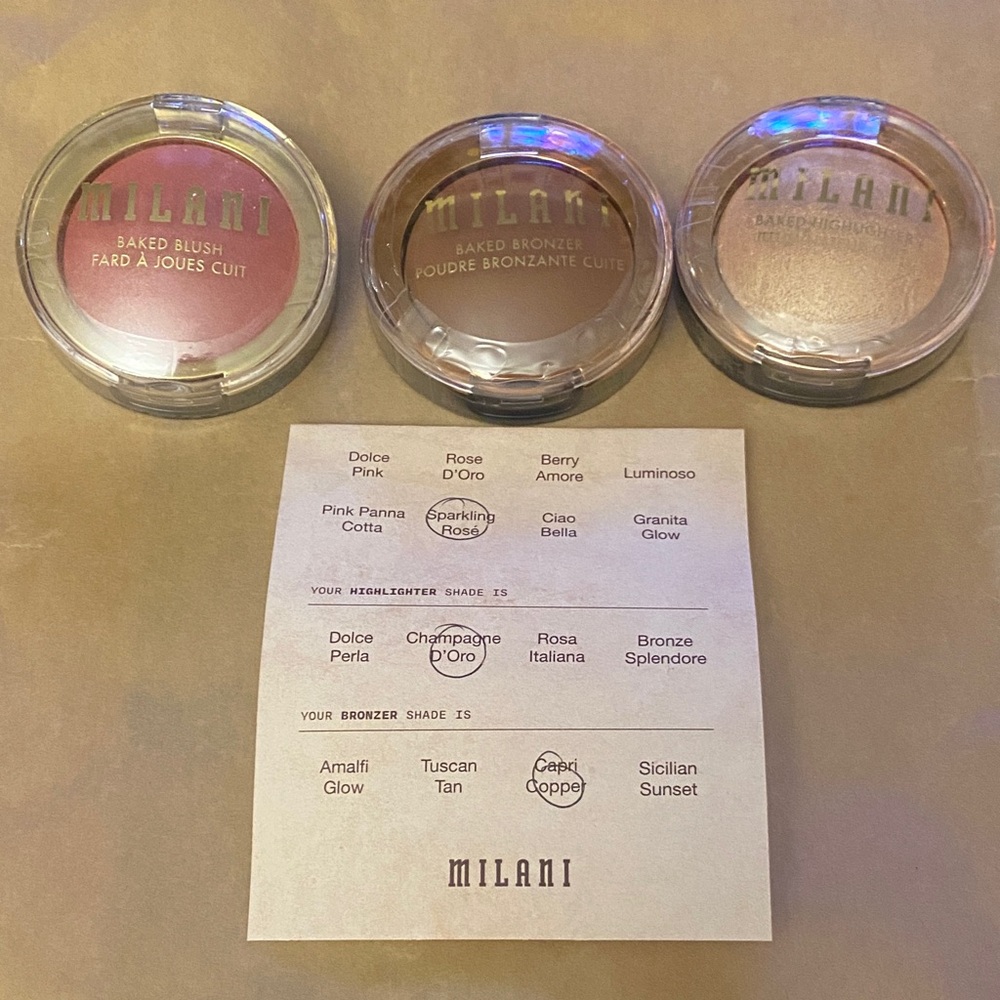 Milani baked collection: Blush, Highlighter & Bronzer